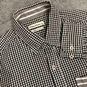 VTG Ciao Indenture Men's M Button Up Gingham Black/White Shirt Long Sleeve Japan